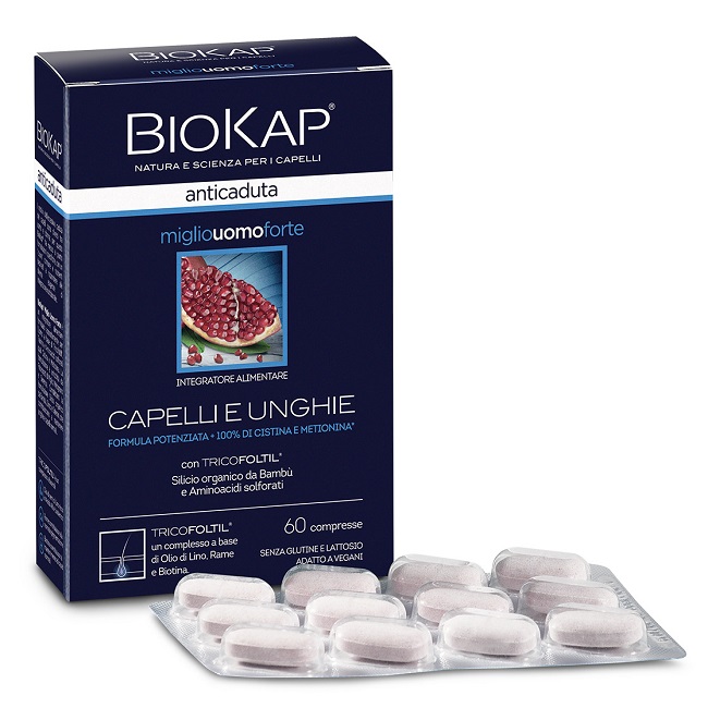 BIOKAP ANTICADUTA MIGLIO UOMO FORTE CON TRICOFOLTIL 60 COMPRESSE - Farmacia Rossi2 - Farmacia Rossi 