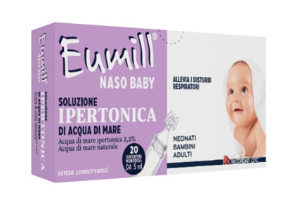 EUMILL NASO BABY SOLUZIONE IPERTONICA 20 CONTENITORI MONODOSE 5 ML - Farmacia Rossi2 - Farmacia Rossi 