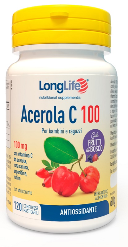 LONGLIFE ACEROLA C100 FRUTTI DI BOSCO 120 COMPRESSE - Farmacia Rossi2 - Farmacia Rossi 