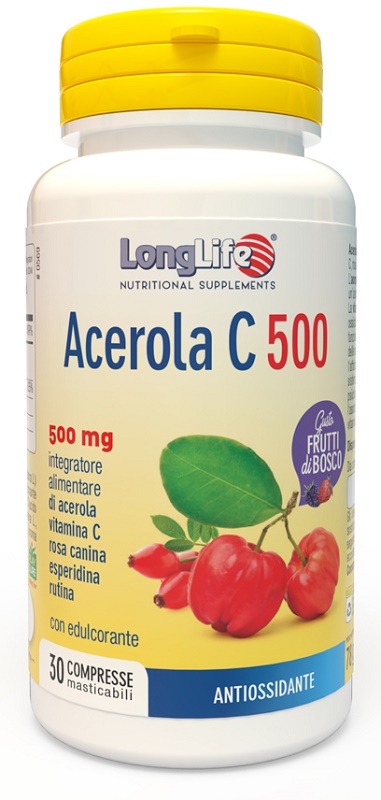 LONGLIFE ACEROLA C500 FRUTTI DI BOSCO 30 COMPRESSE - Farmacia Rossi2 - Farmacia Rossi 