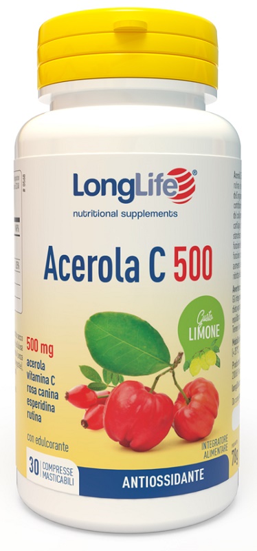 LONGLIFE ACEROLA C500 LIMONE 30 COMPRESSE - Farmacia Rossi2 - Farmacia Rossi 
