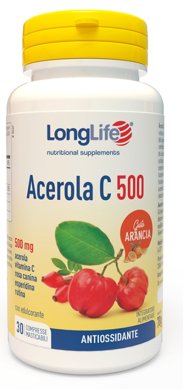LONGLIFE ACEROLA C500 ARANCIA 30 COMPRESSE - Farmacia Rossi2 - Farmacia Rossi 