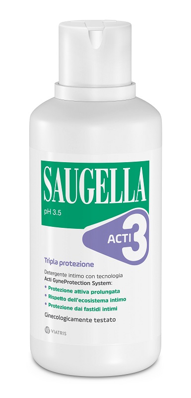 SAUGELLA ACTI3 TRIPLA PROTEZIONE DETERGENTE INTIMO 500 ML - Farmacia Rossi2 - Farmacia Rossi 