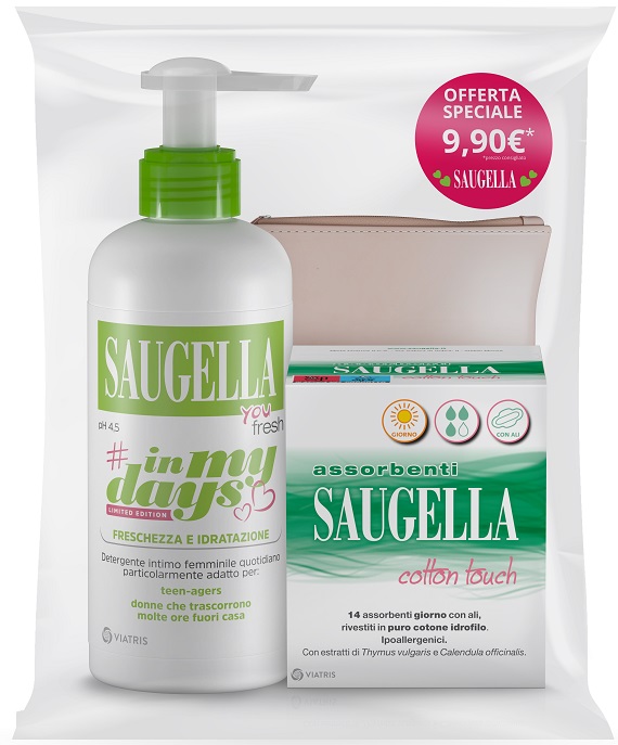 SAUGELLA IN MY DAYS BUNDLE YOU FRESH + ASSORBENTI GIORNO 14 PEZZI + PORTA ASSORBENTI - Farmacia Rossi2 - Farmacia Rossi 