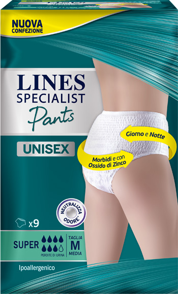 LINES SPECIALIST PANTS SUPER M X 9 PANNOLONE MUTANDINA INDOSSABILE COME NORMALE BIANCHERIA TIPO PULL-ON - Farmacia Rossi2 - Farmacia Rossi 