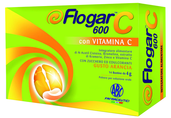 FLOGAR  C 600 CON VITAMINA C 14 BUSTINE GUSTO ARANCIA - Farmacia Rossi2 - Farmacia Rossi 