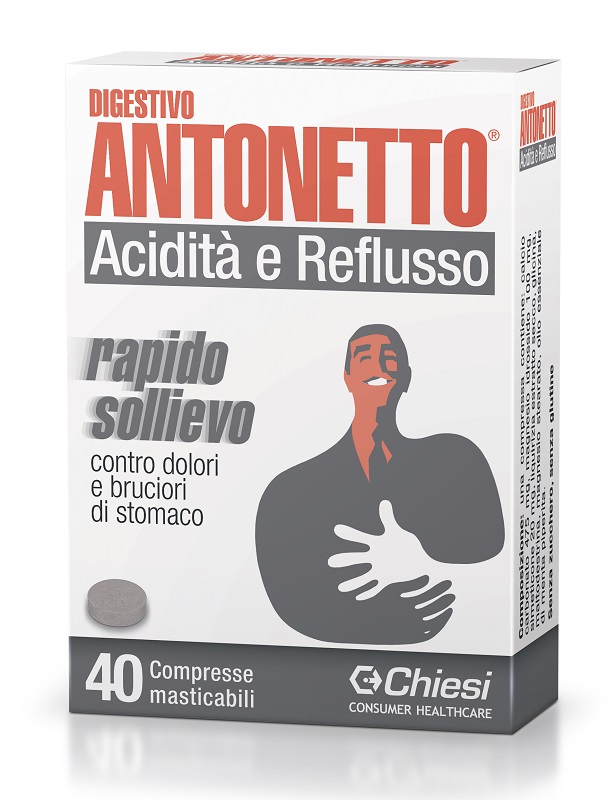 DIGESTIVO ANTONETTO ACIDITA' E REFLUSSO 40 COMPRESSE MASTICABILI - Farmacia Rossi2 - Farmacia Rossi 