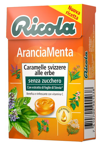RICOLA ARANCIA MENTA SENZA ZUCCHERO 50 G - Farmacia Rossi2 - Farmacia Rossi 