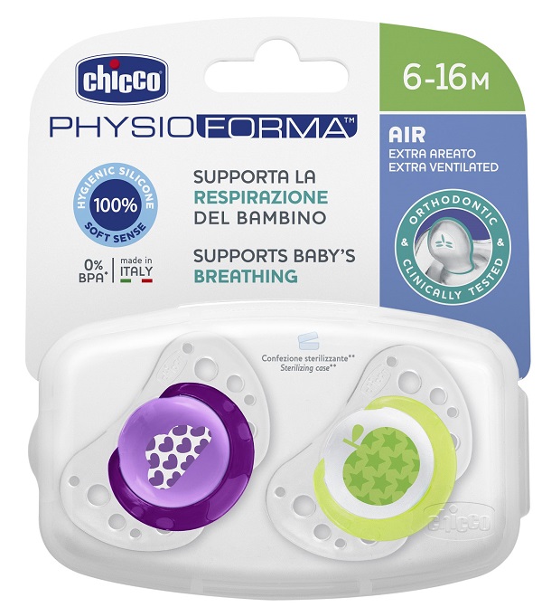 CHICCO SUCCHIETTO AIR GIRL IN SILICONE 6-16 MESI 2 PEZZI - Farmacia Rossi2 - Farmacia Rossi 