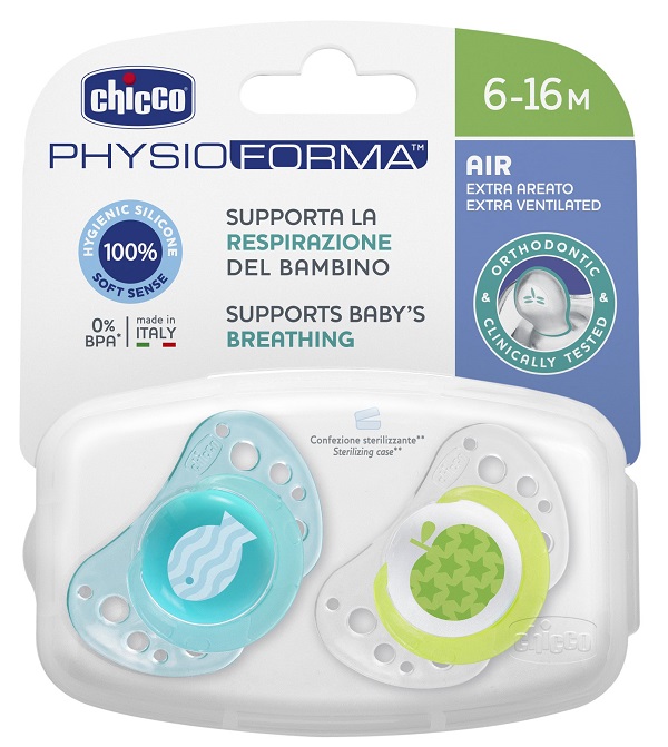 CHICCO SUCCHIETTO AIR BOY IN SILICONE 6-16 MESI 2 PEZZI - Farmacia Rossi2 - Farmacia Rossi 