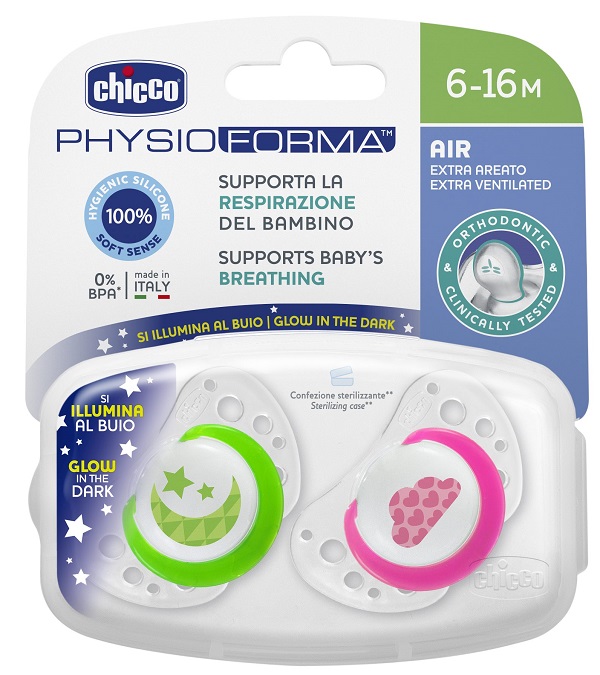 CHICCO SUCCHIETTO AIR LUMI IN SILICONE 6-16 MESI 2 PEZZI - Farmacia Rossi2 - Farmacia Rossi 