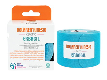 DOLAREN KINESI CEROTTO TERAPEUTICO BLU 20 STRISCE PRETAGLIATTE 5 X 25 CM IN ROTOLO - Farmacia Rossi2 - Farmacia Rossi 