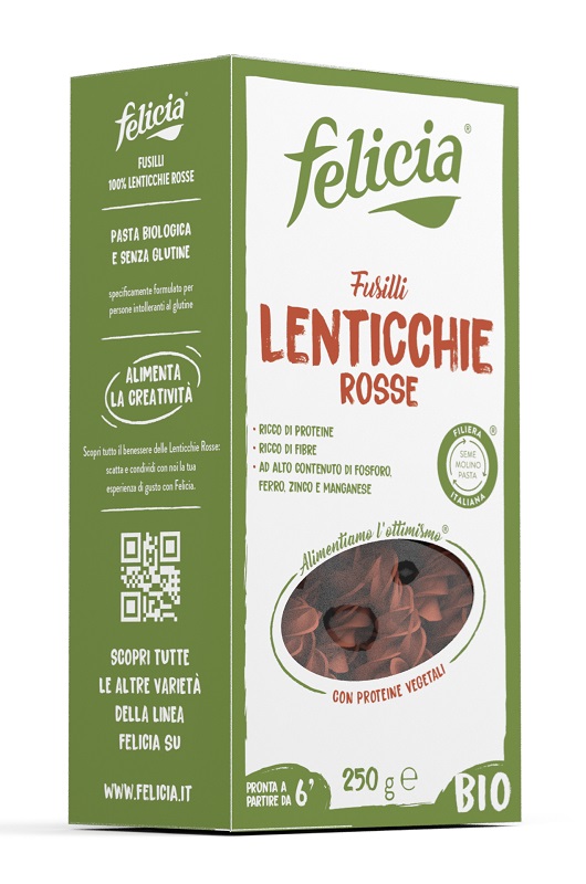 FELICIA BIO FUSILLI DI LENTICCHIE ROSSE 250 G - Farmacia Rossi2 - Farmacia Rossi 
