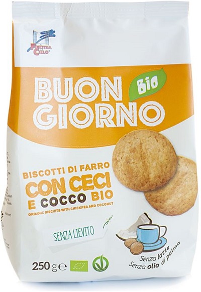 BUONGIORNOBIO BISCOTTI  DI FARRO CECI & COCCO SENZA LIEVITO - Farmacia Rossi2 - Farmacia Rossi 