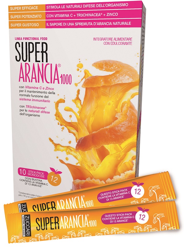 SUPER ARANCIA 1000 10 STICK PACK MONODOSE DA 3,7G INTEGRATORE ALIMENTARE CON EDULCORANTE - Farmacia Rossi2 - Farmacia Rossi 