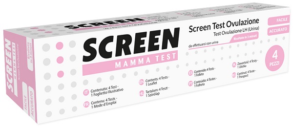 TEST RAPIDO CHE RILEVA TRAMITE URINA L'ORMONE LH INDIVIDUANDO IL PERIODO DI OVULAZIONE 4 PEZZI SCREEN MAMMA TEST OVULAZIONE - Farmacia Rossi2 - Farmacia Rossi 