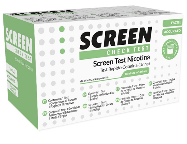 TEST RAPIDO CHE RILEVA LA PRESENZA DELLA COTININA/NICOTINA TRAMITE URINA SCREEN CHECK TEST NICOTINA - Farmacia Rossi2 - Farmacia Rossi 