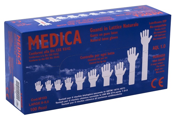 GUANTI LATTICE CON POLVERE LARGE 100 PEZZI - Farmacia Rossi2 - Farmacia Rossi 