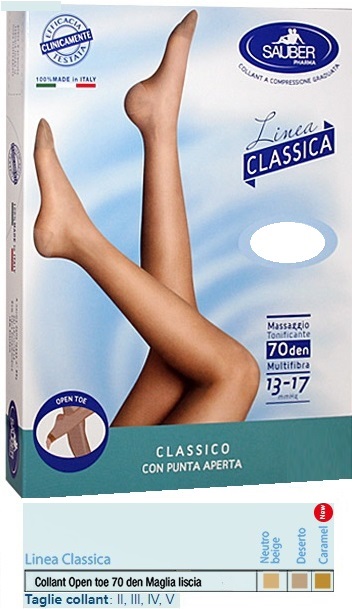 SAUBER COLLANT OPEN TOE MAGLIA LISCIA 70 DEN COLORE NEUTRO BEIGE TAGLIA 3 LINEA CLASSICA - Farmacia Rossi2 - Farmacia Rossi 