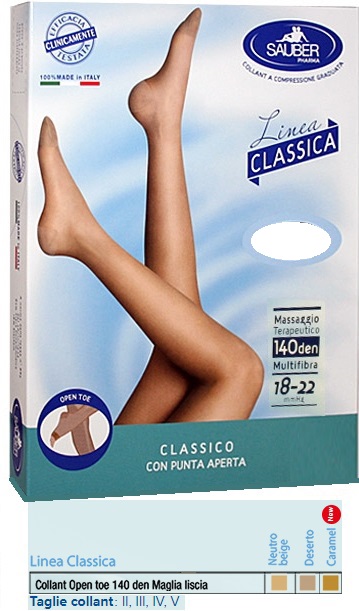 SAUBER COLLANT OPEN TOE MAGLIA LISCIA 140 DEN COLORE NEUTRO BEIGE TAGLIA 3 LINEA CLASSICA - Farmacia Rossi2 - Farmacia Rossi 