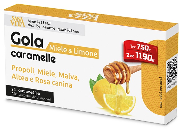 SANAVITA GOLA LIMONE MIELE 24 COMPRESSE - Farmacia Rossi2 - Farmacia Rossi 