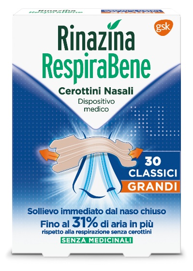 RINAZINA RESPIRABENE CEROTTI NASALI CLASSICI GRANDI CARTON 30 PEZZI - Farmacia Rossi2 - Farmacia Rossi 
