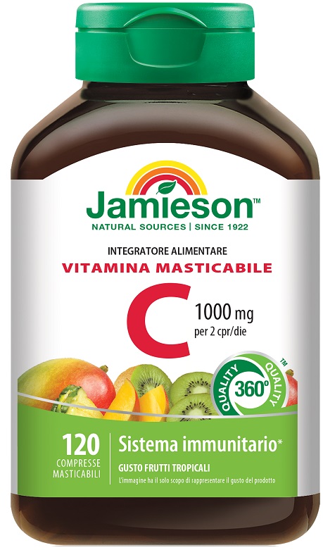 JAMIESON VITAMINA C 1000 120 COMPRESSE MASTICABILI FRUTTI TROPICALI - Farmacia Rossi2 - Farmacia Rossi 