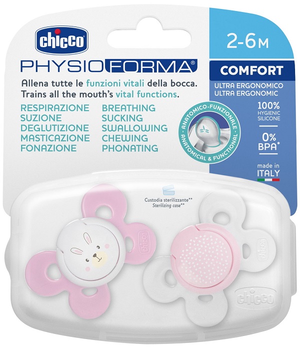 CHICCO SUCCHIETTO COMFORT GIRL SILICONE 0-6 MESI 2 PEZZI - Farmacia Rossi2 - Farmacia Rossi 