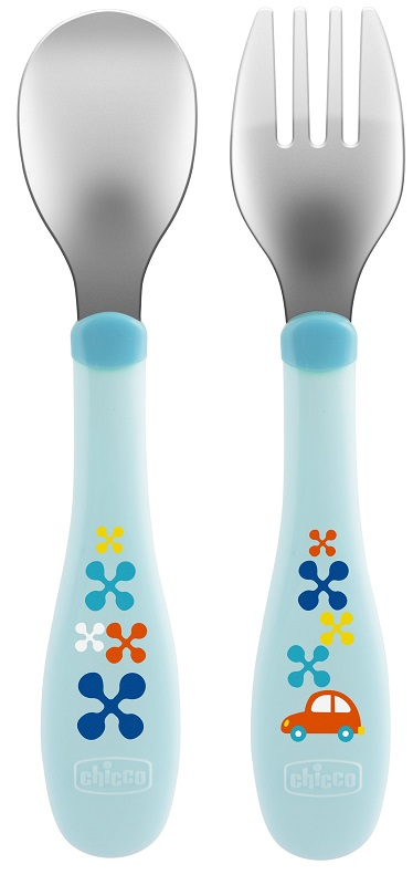 CHICCO POSATE INOX 18M+ AZZURRO/VERDE - Farmacia Rossi2 - Farmacia Rossi 