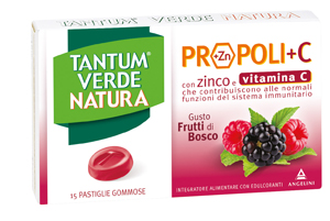 TANTUM VERDE NATURA PROPOLI+C CON ZINCO E VITAMINA C 15 PASTIGLIE GOMMOSE GUSTO FRUTTI DI BOSCO - Farmacia Rossi2 - Farmacia Rossi 