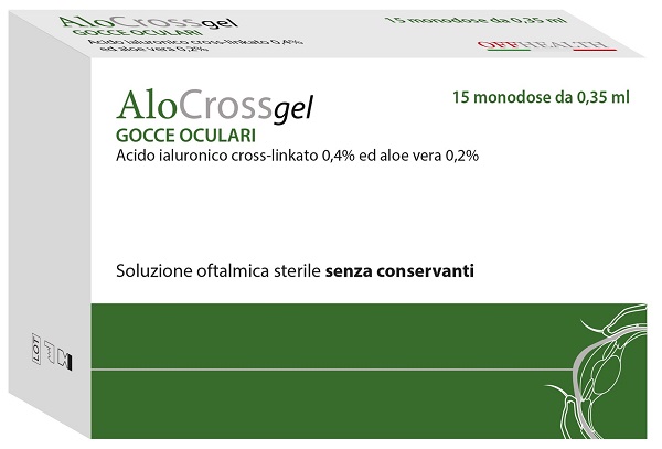 SOLUZIONE OFTALMICA LUBRIFICANTE A BASE DI ACIDO IALURONICO SALE SODICO CROSS LINKATO 0,20% ALOCROSS 15 OFTIOLI 0,35 ML - Farmacia Rossi2 - Farmacia Rossi 