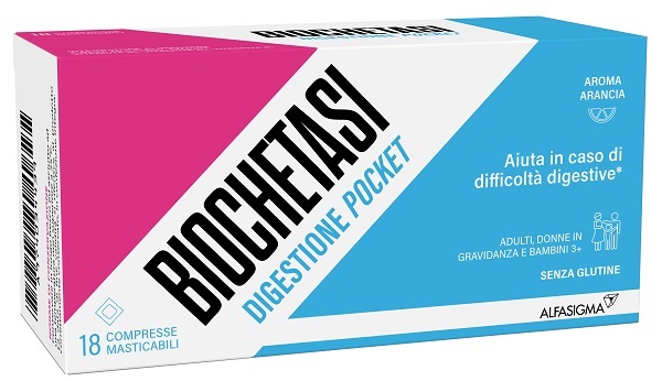 BIOCHETASI DIGESTIONE POCKET 18 COMPRESSE MASTICABILI - Farmacia Rossi2 - Farmacia Rossi 