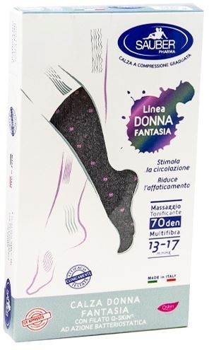 SAUBER CALZA DONNA FANTASIA FILATO Q-SKIN 70 DEN GRIGIO POIS ROSA TAGLIA G - Farmacia Rossi2 - Farmacia Rossi 
