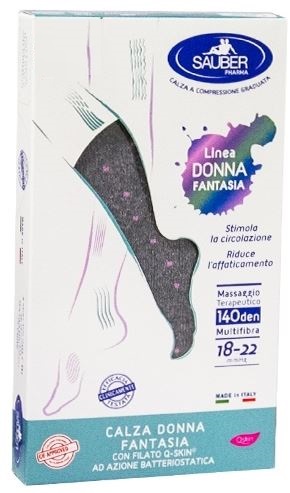 SAUBER CALZA DONNA FANTASIA FILATO Q-SKIN 140 DEN GRIGIO POIS ROSA TAGLIA M - Farmacia Rossi2 - Farmacia Rossi 