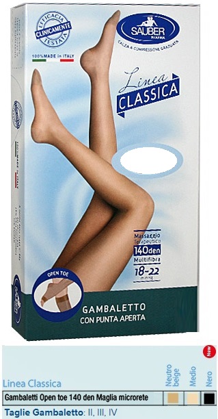 SAUBER GAMBALETTO OPEN TOE MAGLIA MICRORETE 140 DEN COLORE NERO TAGLIA 4 LINEA CLASSICA - Farmacia Rossi2 - Farmacia Rossi 
