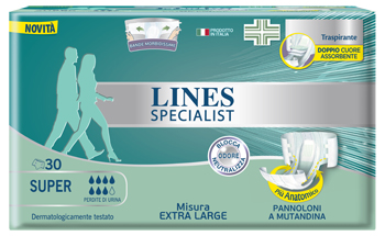 PANNOLONE MUTANDA LINES SPECIALIST EXTRALARGE SUPER 30 PEZZI - Farmacia Rossi2 - Farmacia Rossi 