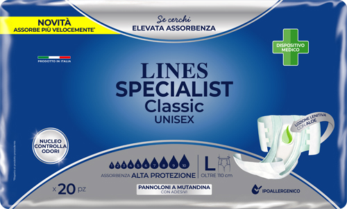 PANNOLONE A MUTANDA LINES SPECIALIST CLASSIC ALTAPROTEZIONE MG 20 PEZZI - Farmacia Rossi2 - Farmacia Rossi 