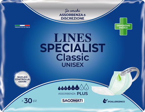 PANNOLONE SAGOMATO LINES SPECIALIST CLASSIC PLUS 30 PEZZI - Farmacia Rossi2 - Farmacia Rossi 