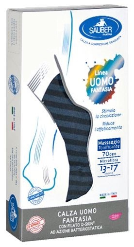 SAUBER CALZA UOMO FANTASIA Q-SKIN 70 DEN BLU RIGA LARGA DENIM TAGLIA M - Farmacia Rossi2 - Farmacia Rossi 