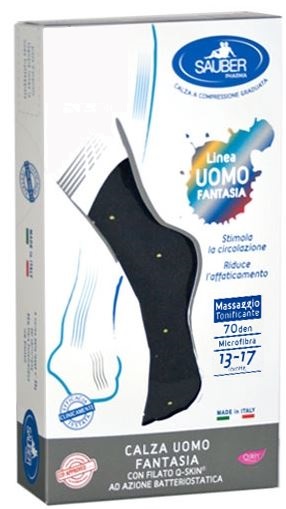 SAUBER CALZA UOMO FANTASIA Q-SKIN 70 DEN BLU POIS GIALLI TAGLIA M - Farmacia Rossi2 - Farmacia Rossi 