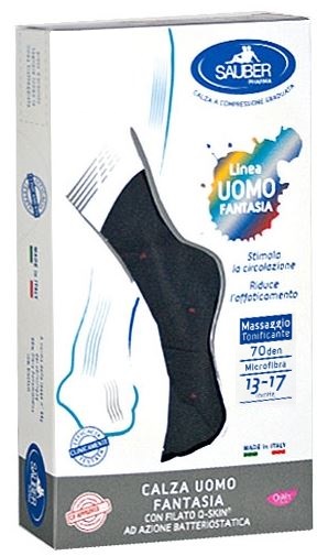SAUBER CALZA UOMO FANTASIA Q-SKIN 70 DEN BLU POIS ROSSI TAGLIA G - Farmacia Rossi2 - Farmacia Rossi 
