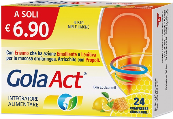 GOLA ACT MIELE LIMONE 24 COMPRESSE SOLUBILI 33,6 G - Farmacia Rossi2 - Farmacia Rossi 