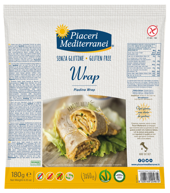 PIACERI MEDITERRANEI PIADINA WRAP 180 G - Farmacia Rossi2 - Farmacia Rossi 