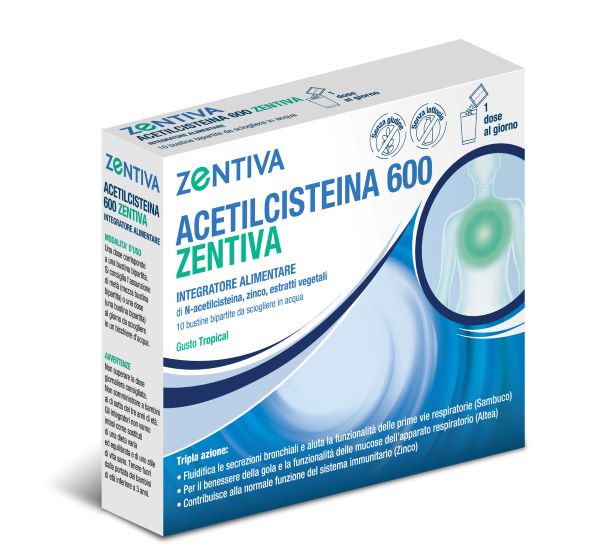ACETILCISTEINA 600 ZENTIVA 10 BUSTINE BIPARTITE GUSTO TROPICAL - Farmacia Rossi2 - Farmacia Rossi 