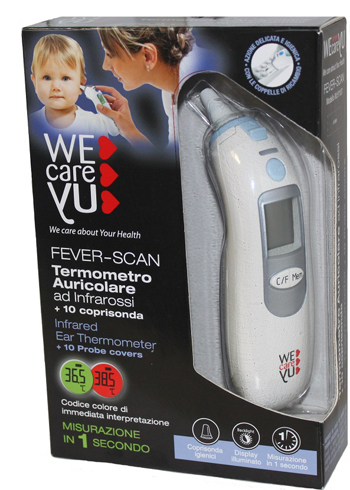 TERMOMETRO AURICOLARE WECAREYU FEVER-SCAN AD INFRAROSSI CON 10 COPRISONDA - Farmacia Rossi2 - Farmacia Rossi 