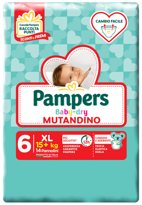 PAMPERS BABY DRY MUTANDINO SM TAGLIA 6 EXTRALARGE SMALL PACK 14 PEZZI - Farmacia Rossi2 - Farmacia Rossi 