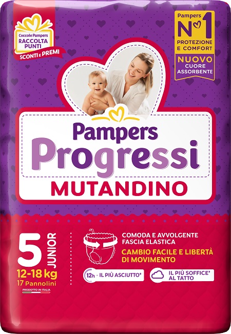 PAMPERS PROGRETGTGI MUTANDINO CP TG5 JUNIOR 17 PEZZI - Farmacia Rossi2 - Farmacia Rossi 