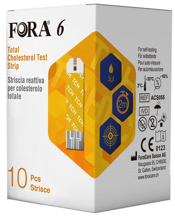 STRISCE REATTIVE FORA 6 PER LA RILEVAZIONE DEL COLESTEROLO 10 10 PEZZI - Farmacia Rossi2 - Farmacia Rossi 