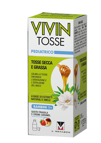 VIVIN TOSSE PEDIATRICO SCIROPPO PER TOSSE SECCA E GRASSA GUSTO FRAGOLA E CREME CARAMEL 150 ML - Farmacia Rossi2 - Farmacia Rossi 
