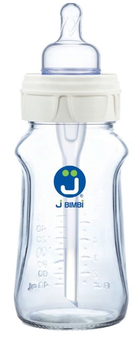J BIMBI B FREE SUPER GLASS 260 ML BIBERON IN VETRO CON CANULA ANTICOLICHE E TETTARELLA IN SILICONE - Farmacia Rossi2 - Farmacia Rossi 